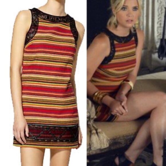 Free People Tapestry Shift Dress‎ Striped PLL Size 0 New Romantics Pretty Liars - Picture 3 of 15
